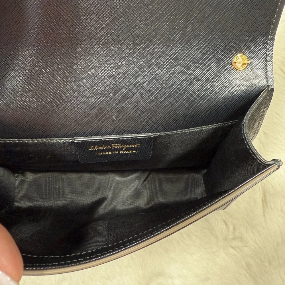 SALVATORE FERRAGAMO MINI CLUTH IN SAFFIANO LEATHER with chain